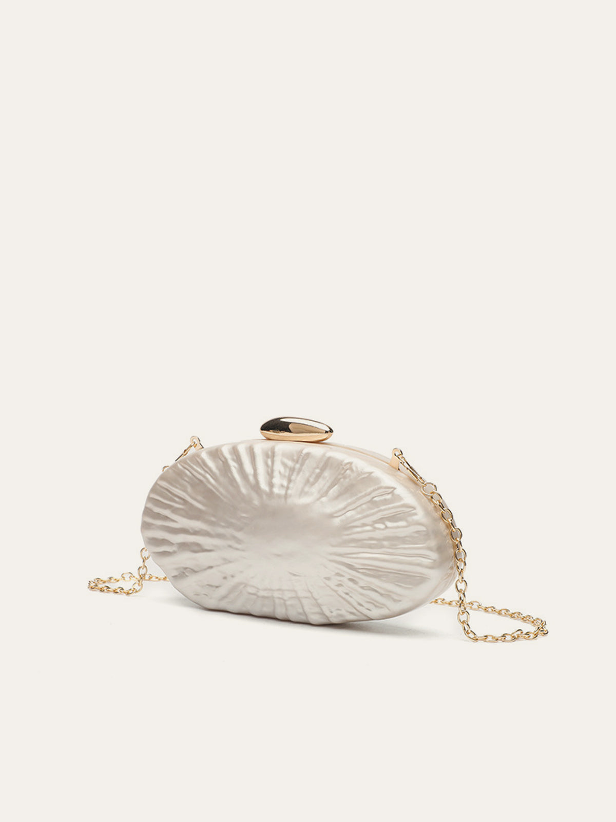 Pearl Texture Clutch With Gold Chain