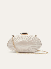 Pearl Texture Clutch With Gold Chain