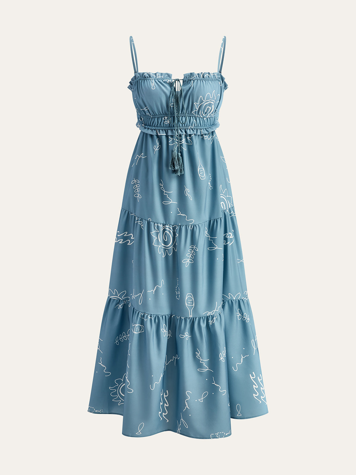 Printed Spaghetti Strap Tiered Maxi Dress