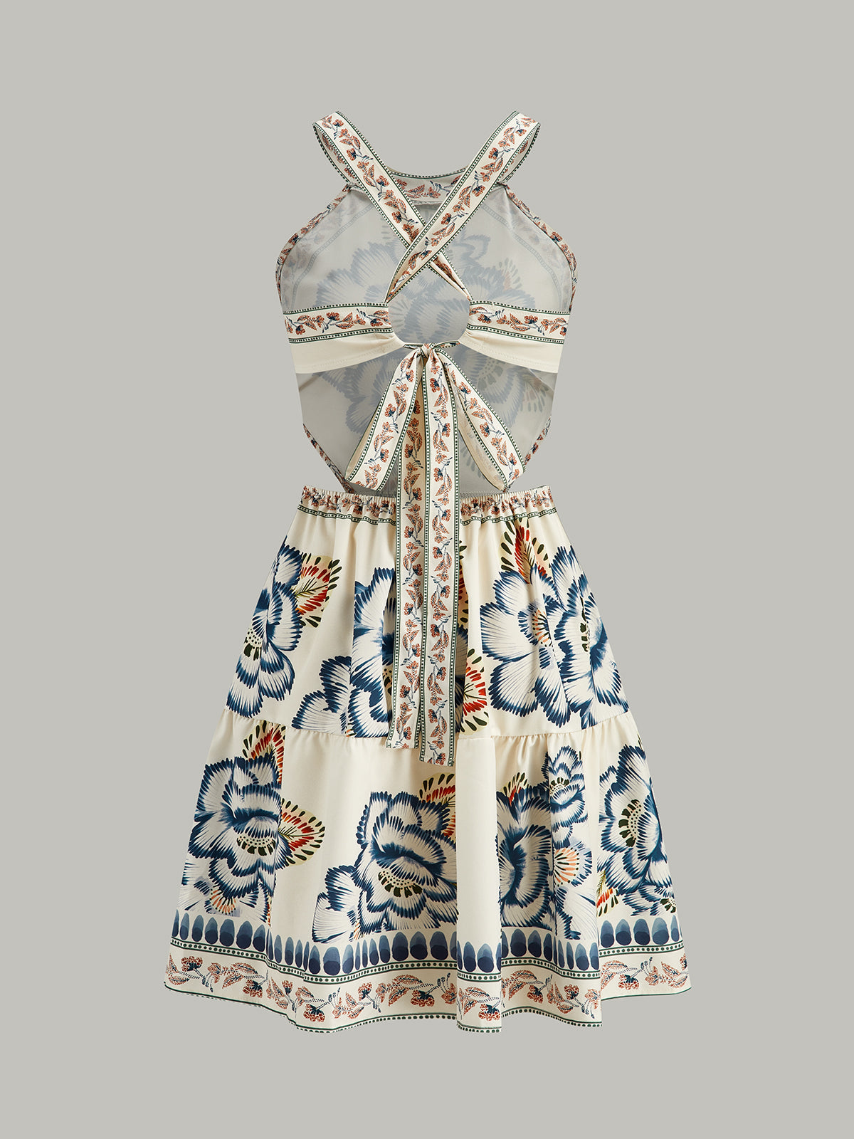 Floral Print Backless Dress