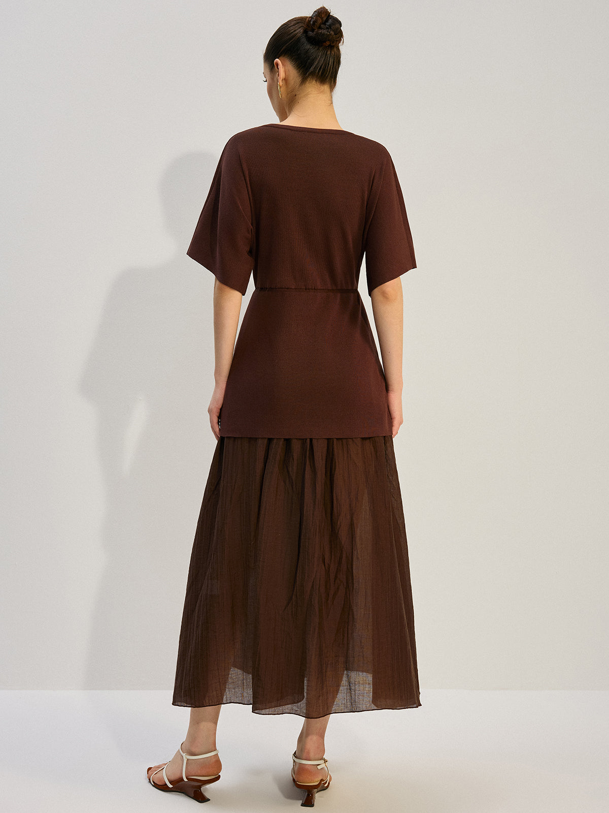 Sheer-Paneled Maxi Dress