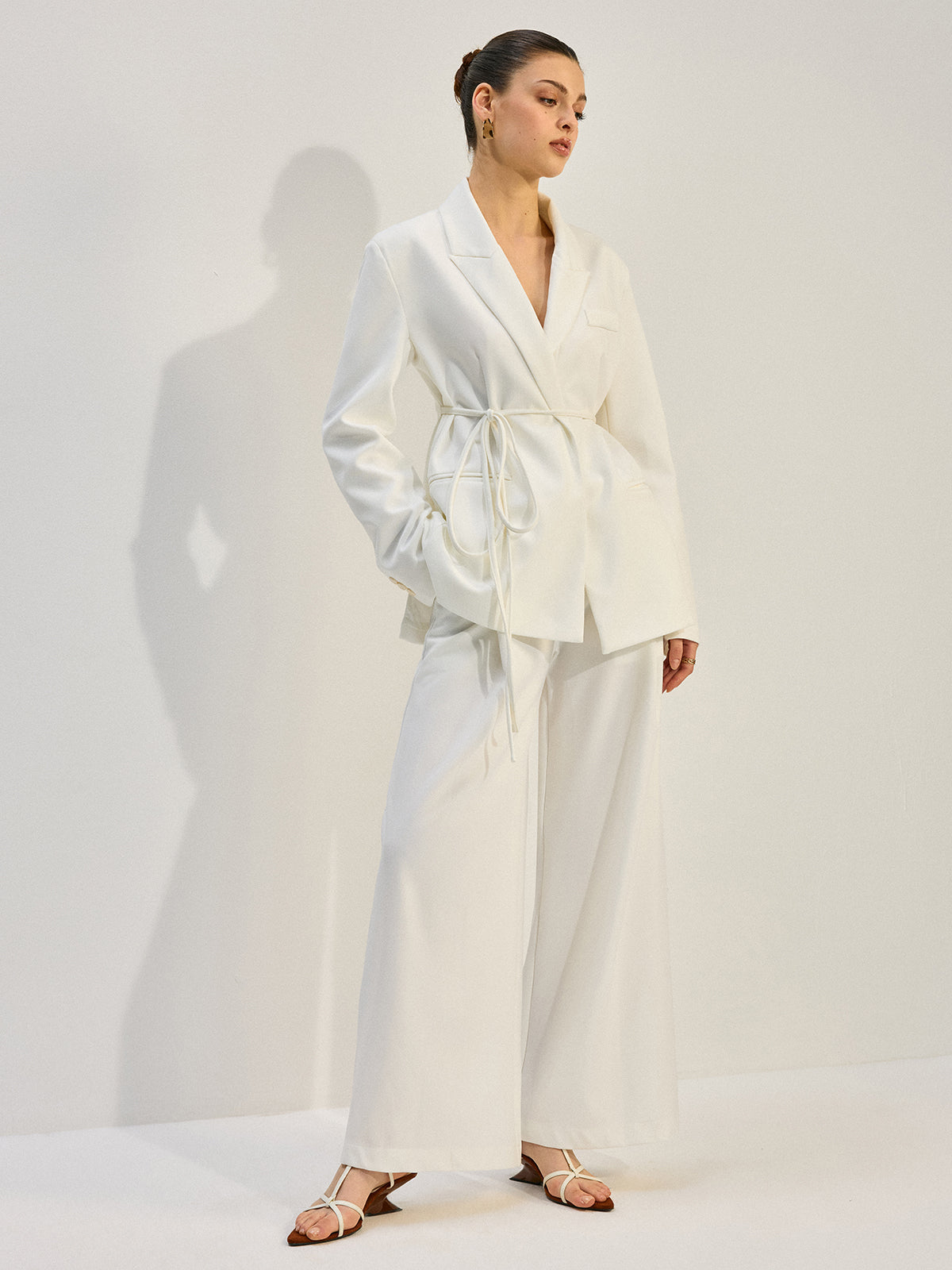 Tailored Suit and Wide-Leg Pants Set