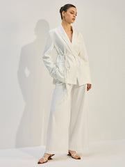 Tailored Suit and Wide-Leg Pants Set