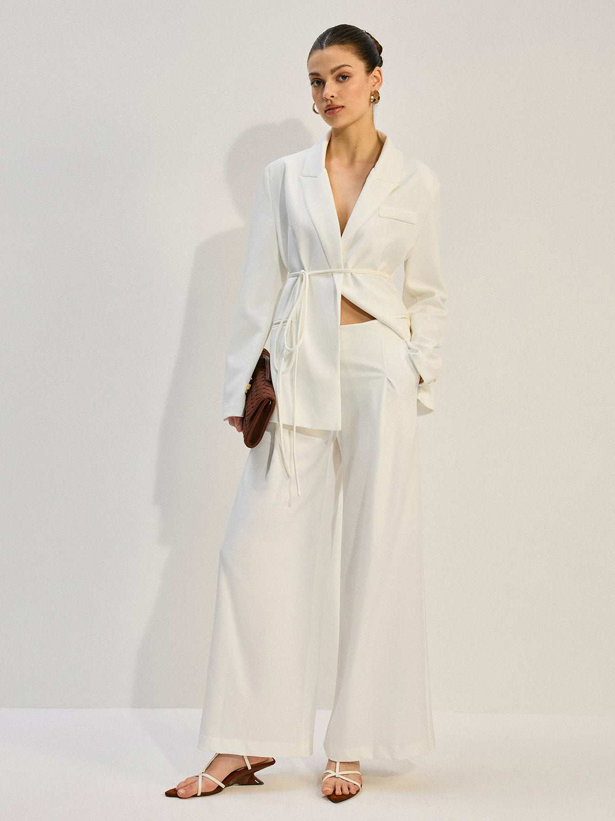 Tailored Suit and Wide-Leg Pants Set