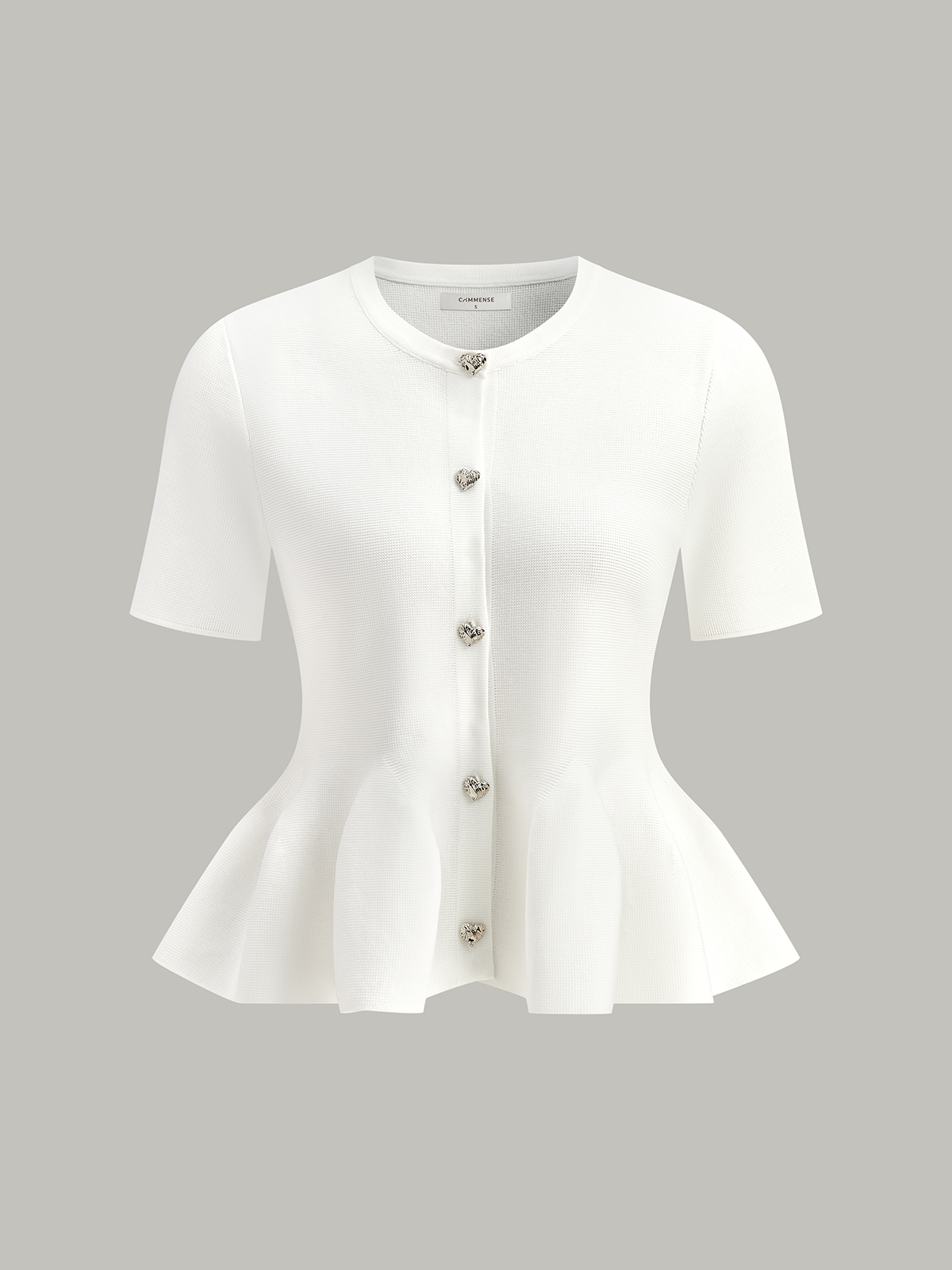 Short-Sleeved Peplum Cardigan