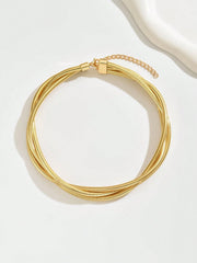 Triple-Layered Gold-Tone Choker Necklace