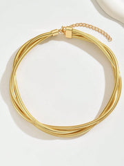 Triple-Layered Gold-Tone Choker Necklace