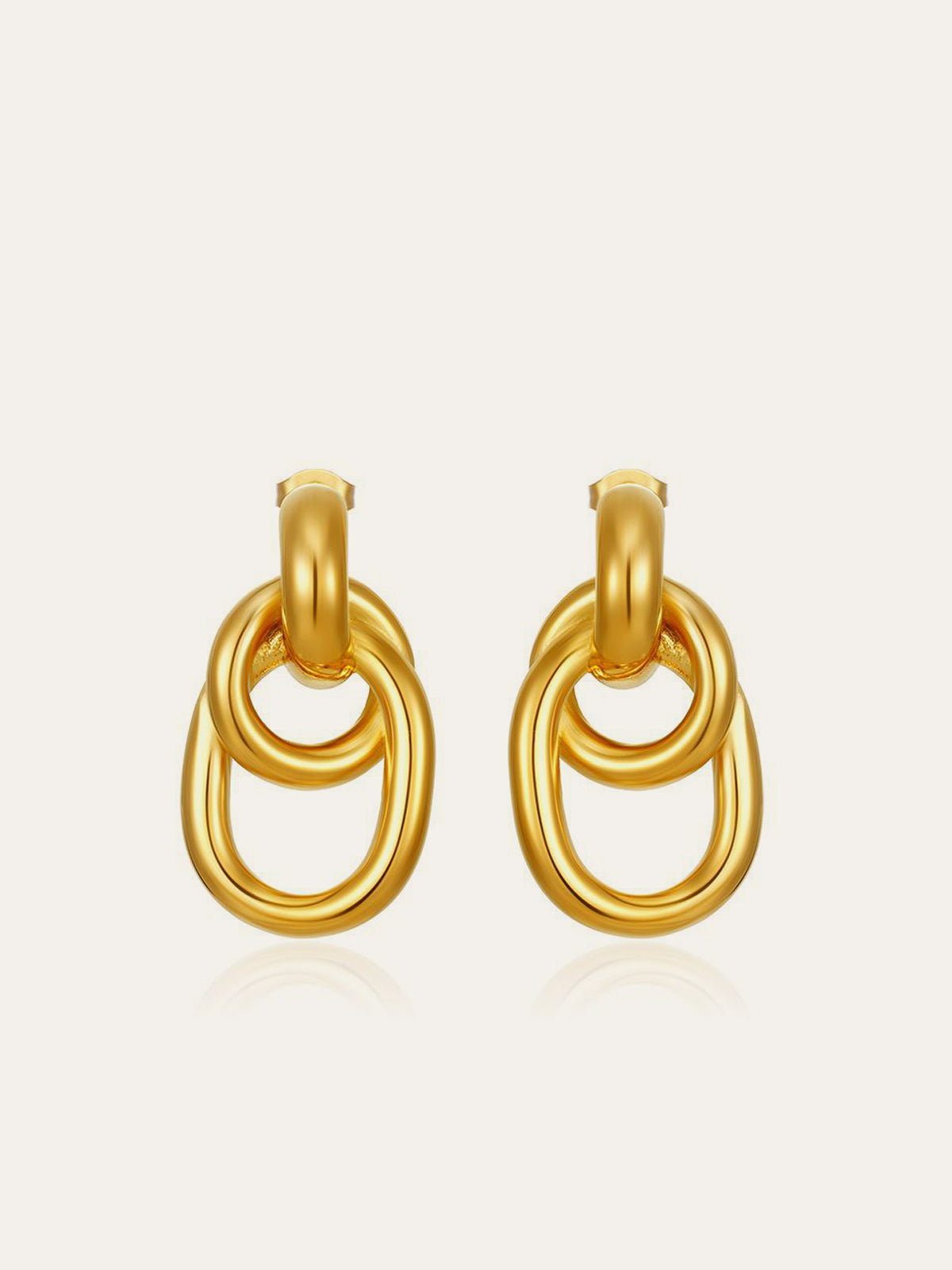 Gold-Tone Interlocking Hoop Earrings