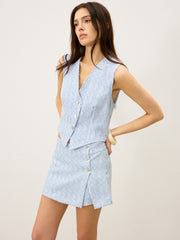 Striped Button-Front Skirt Set