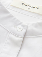 Mandarin-Collar Cap-Sleeve Peplum Shirt