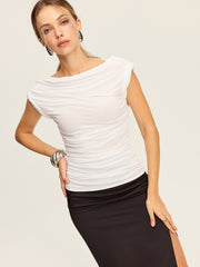 Draped Neck Ruched Top