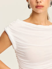 Draped Neck Ruched Top