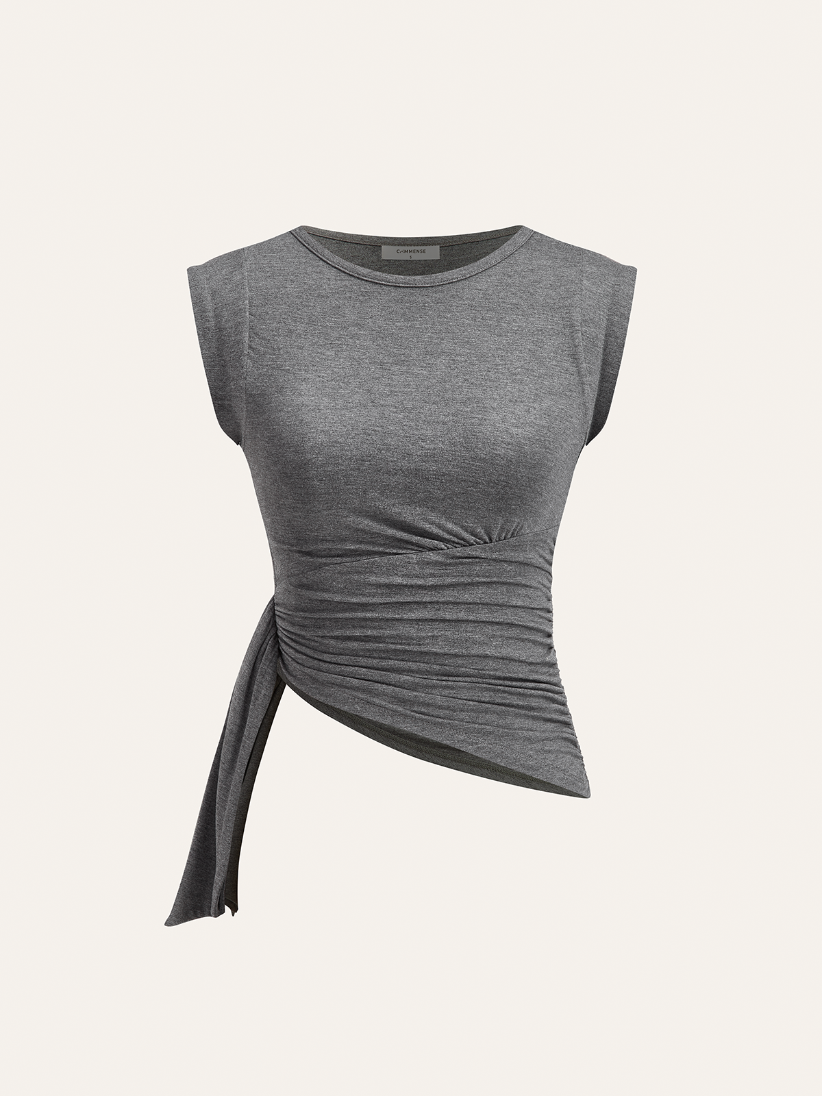 Ruched Asymmetric Hem Sleeveless Top