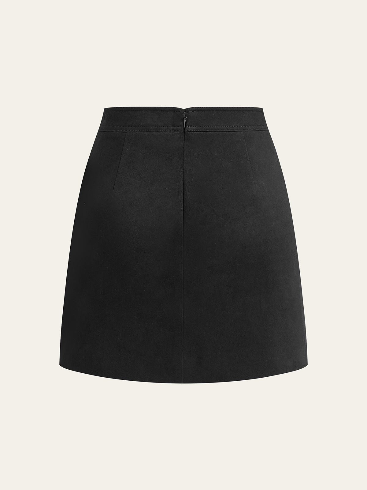 Metal Detail Asymmetric Hem Mini Skirt