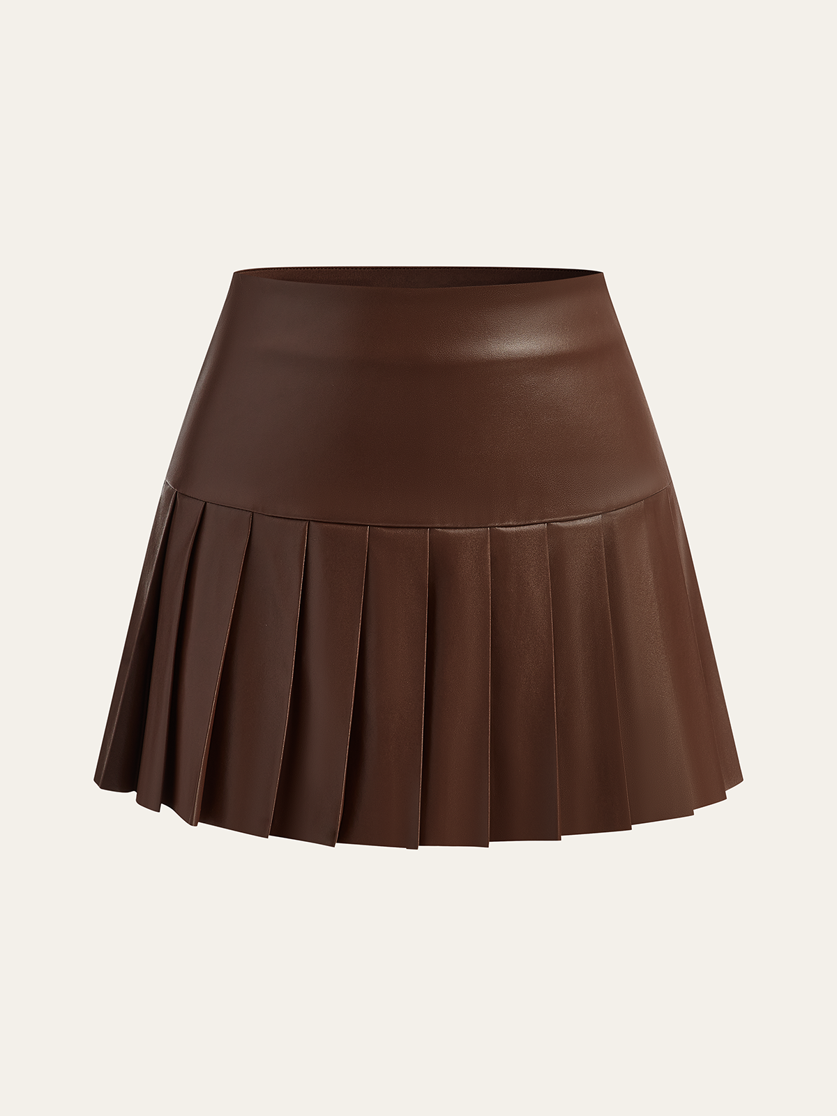 Faux Leather High-Waist Pleated Mini Skirt