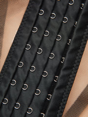 Sheer Mesh Bow-Tied Strap Corset Top