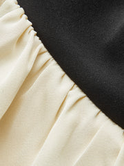 V-Neck Ruffle Hem Contrast Panel Top