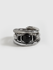 Black Agate Elastic Multi-Layered Bracelet