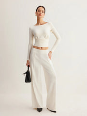 Ruched Waist Long-Sleeve Top