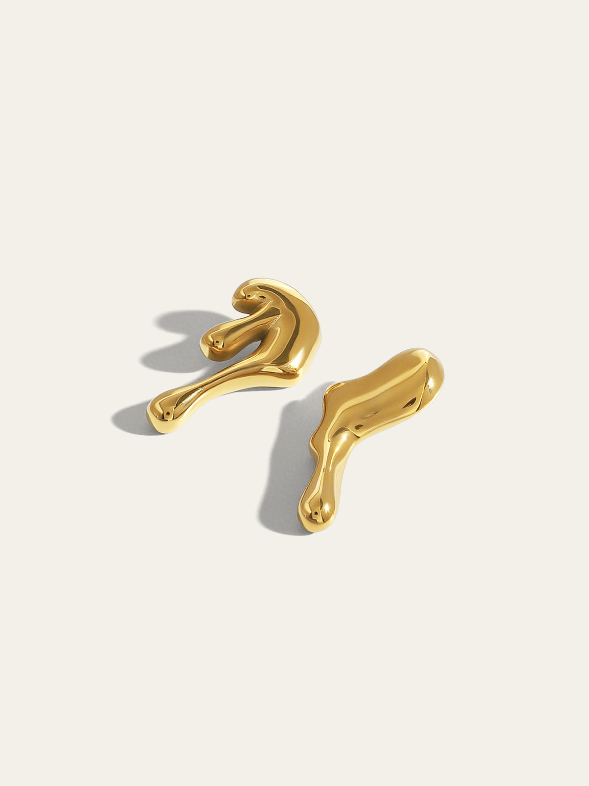 Golden Irregular Sculptural Stud Earrings