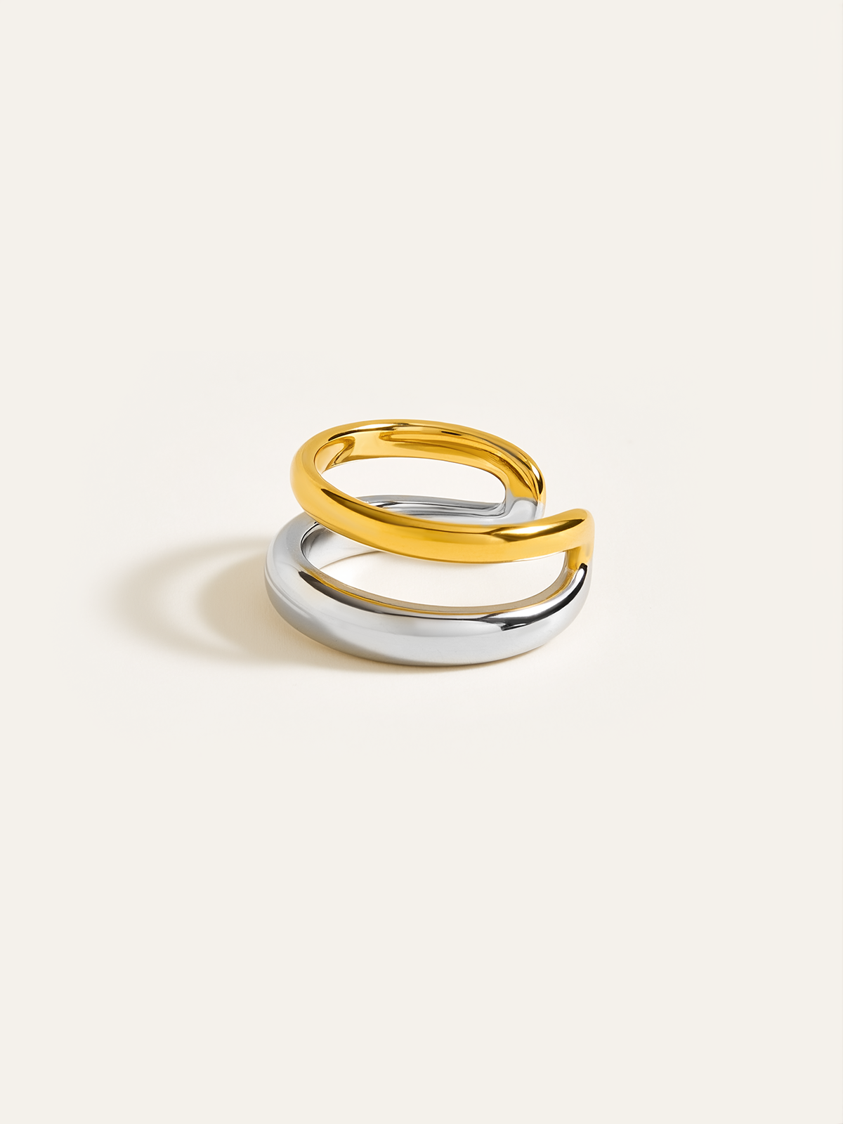 Two-Tone Layered Geometric Ring