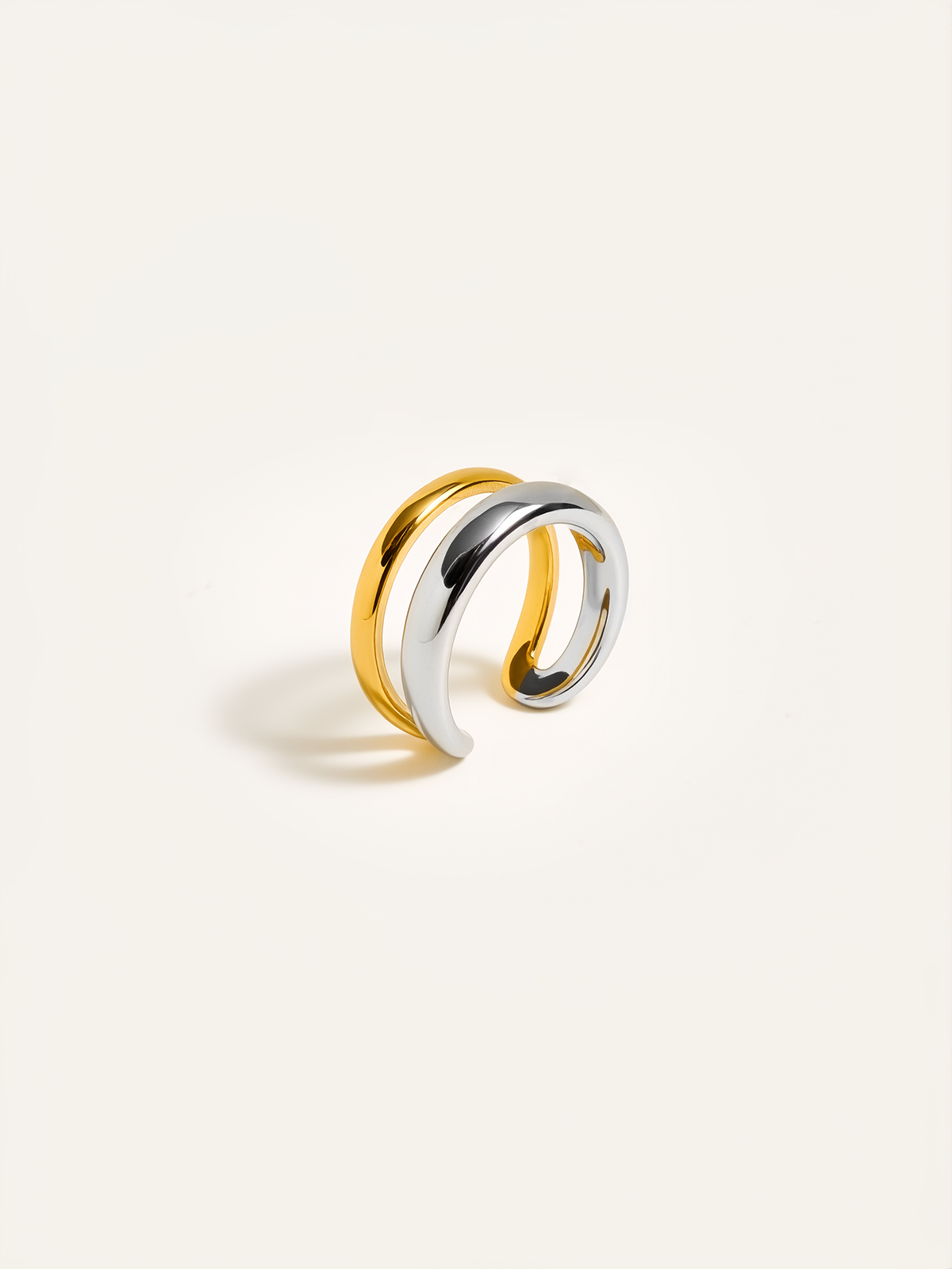 Two-Tone Layered Geometric Ring
