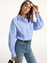 Striped Cotton-Blend Button-Down Shirt