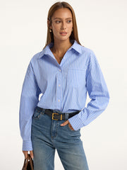 Striped Cotton-Blend Button-Down Shirt
