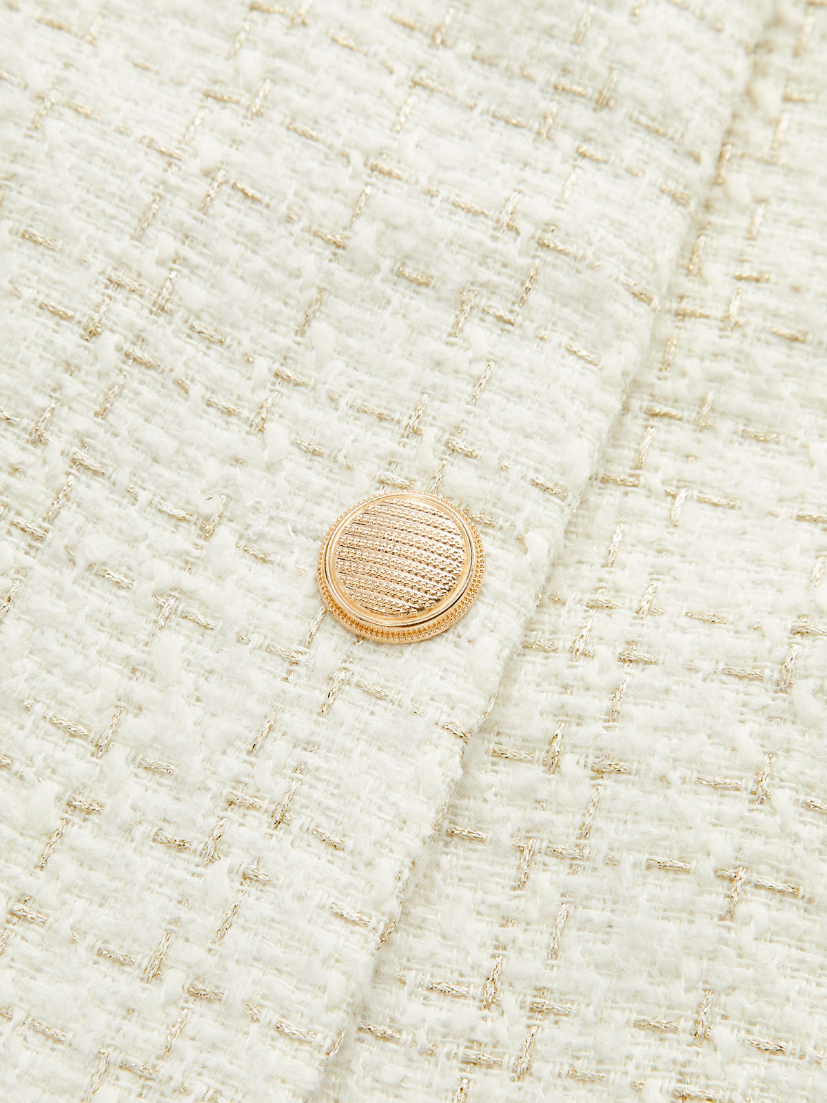 Metal Button Tweed Belted Blazer