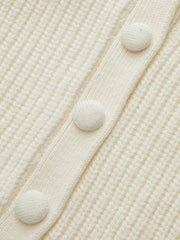 V-Neck Button Wool Blend Cable Knit Cardigan