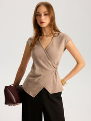 Metal Detail Cap Sleeve Knit Top