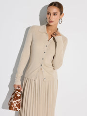 Knit Cardigan & Pleated Midi Skirt Set