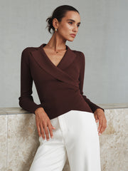 Ribbed Knit Collared Top
