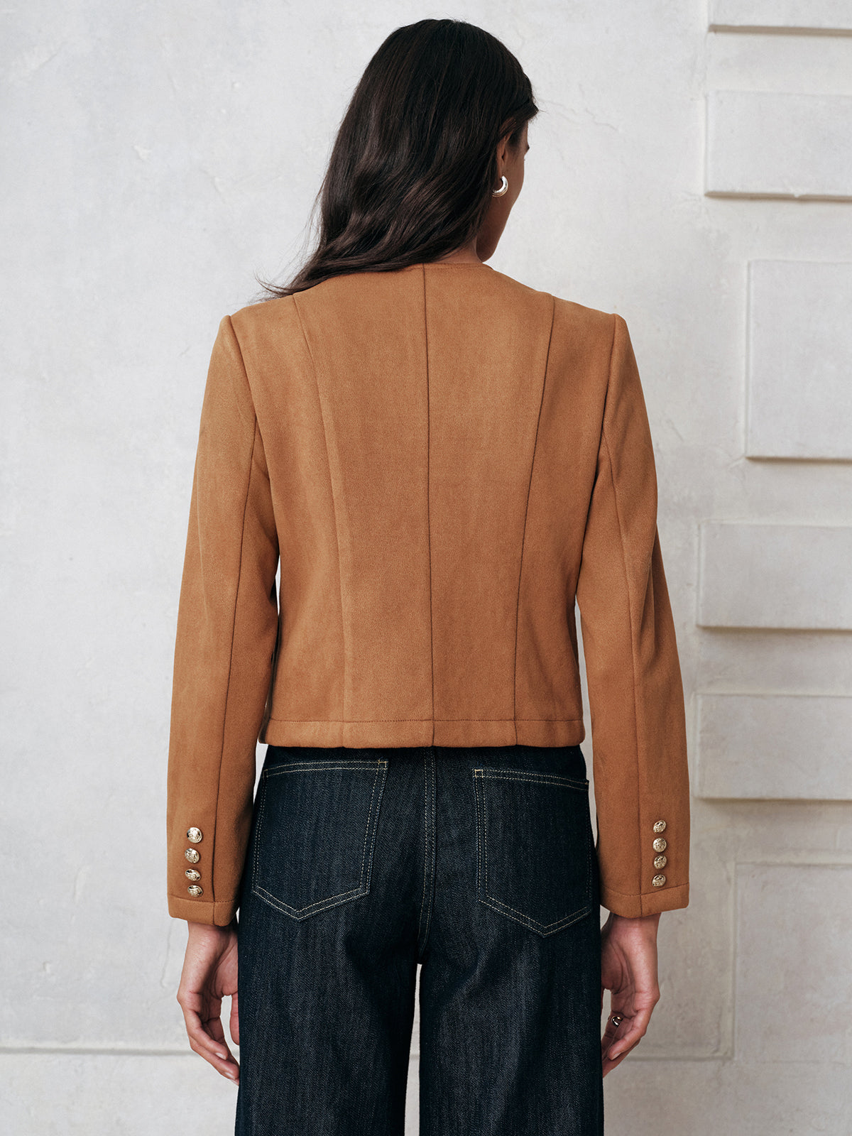 Metal Button Suede Jacket