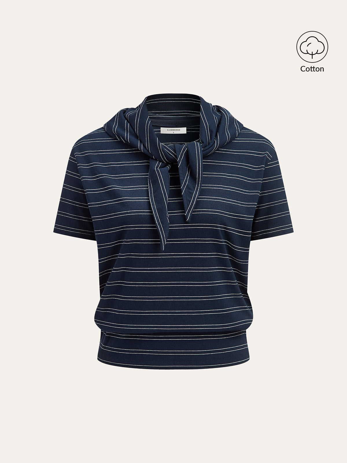 Striped Detachable Scarf Collar T-Shirt