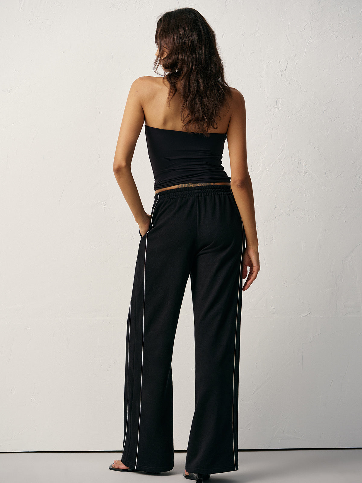 Cotton Blend Mid-Waist Side Stripe Sweatpants