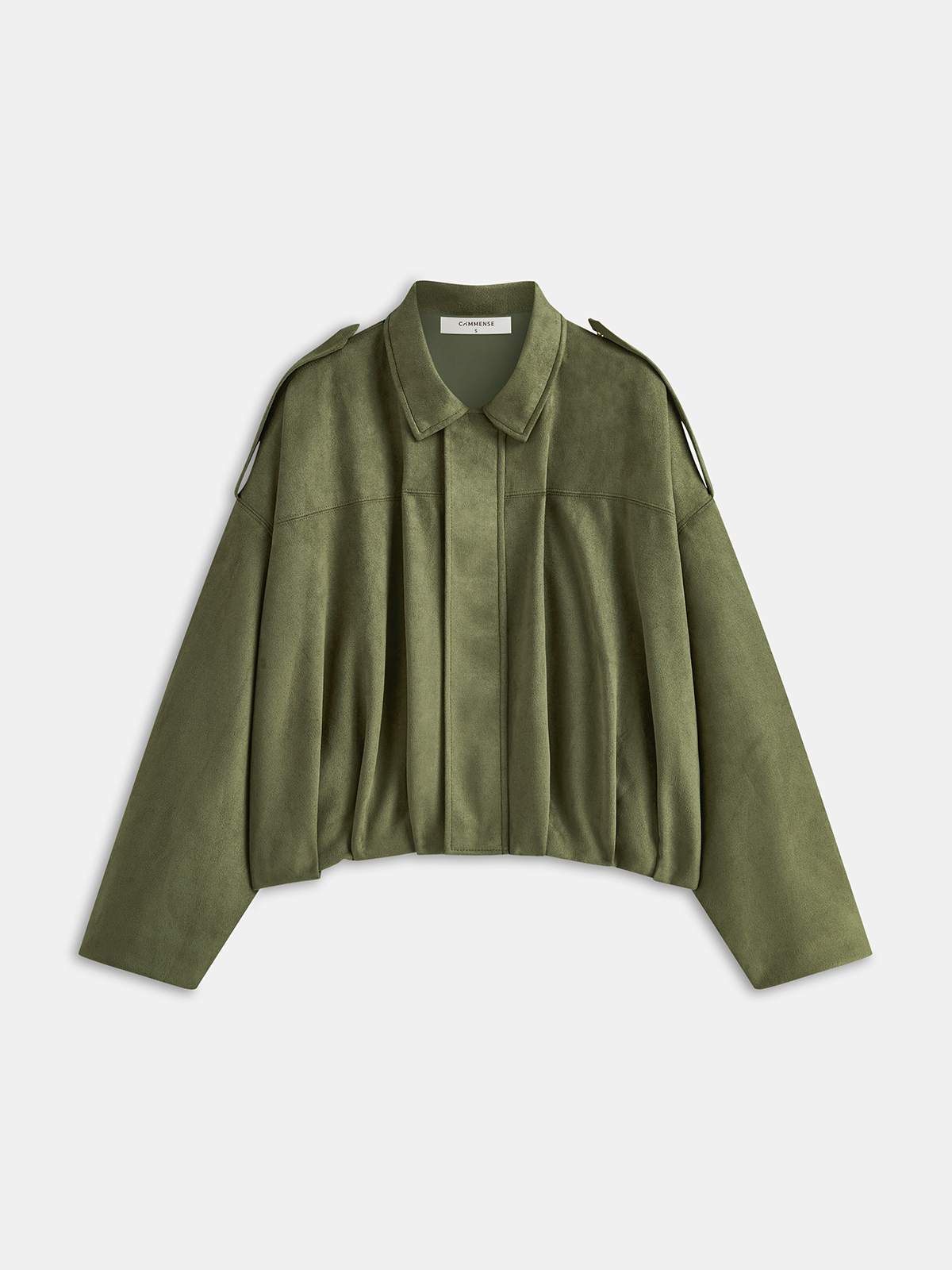 Suede Effect Zip-Up Collared Jacket
