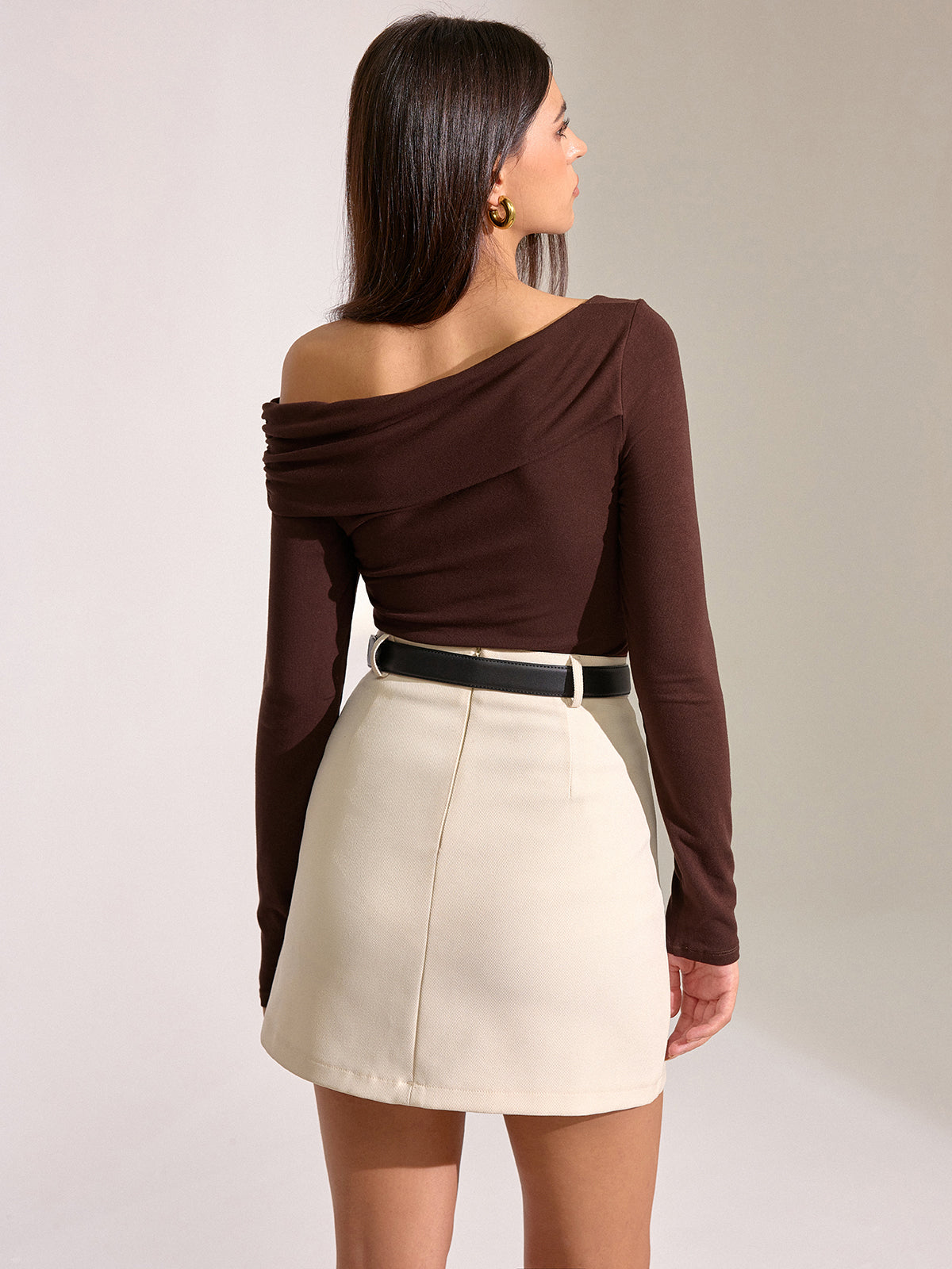 Off-Shoulder Long Sleeve T-Shirt