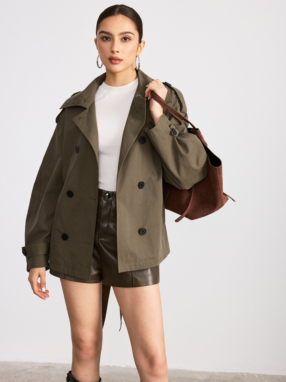 Double-Breasted Belted Trench Coat