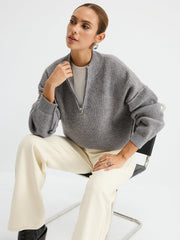 Wool Blend Half-Zip Sweater