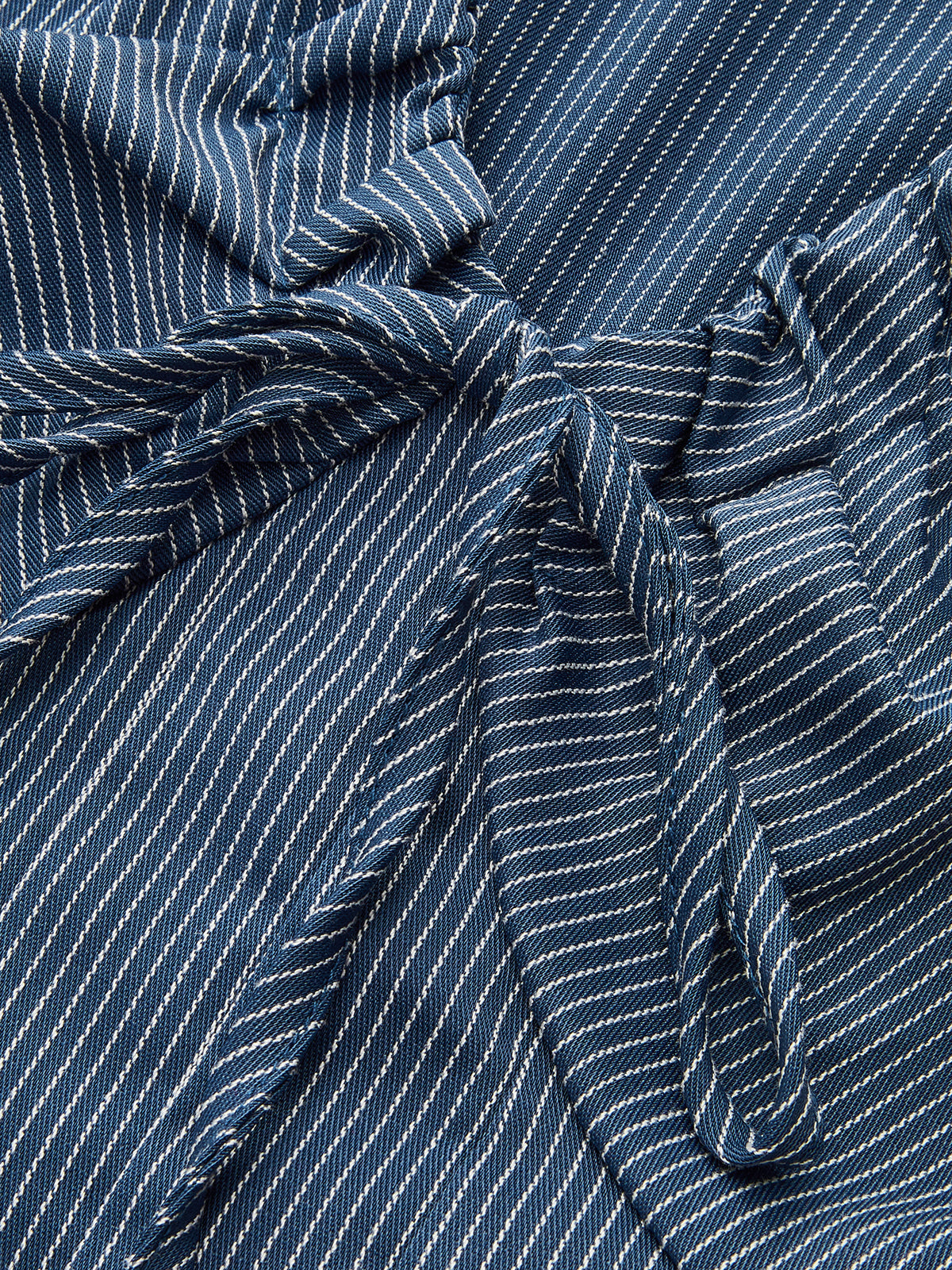 Striped Tie-Front V-Neck Peplum Blouse