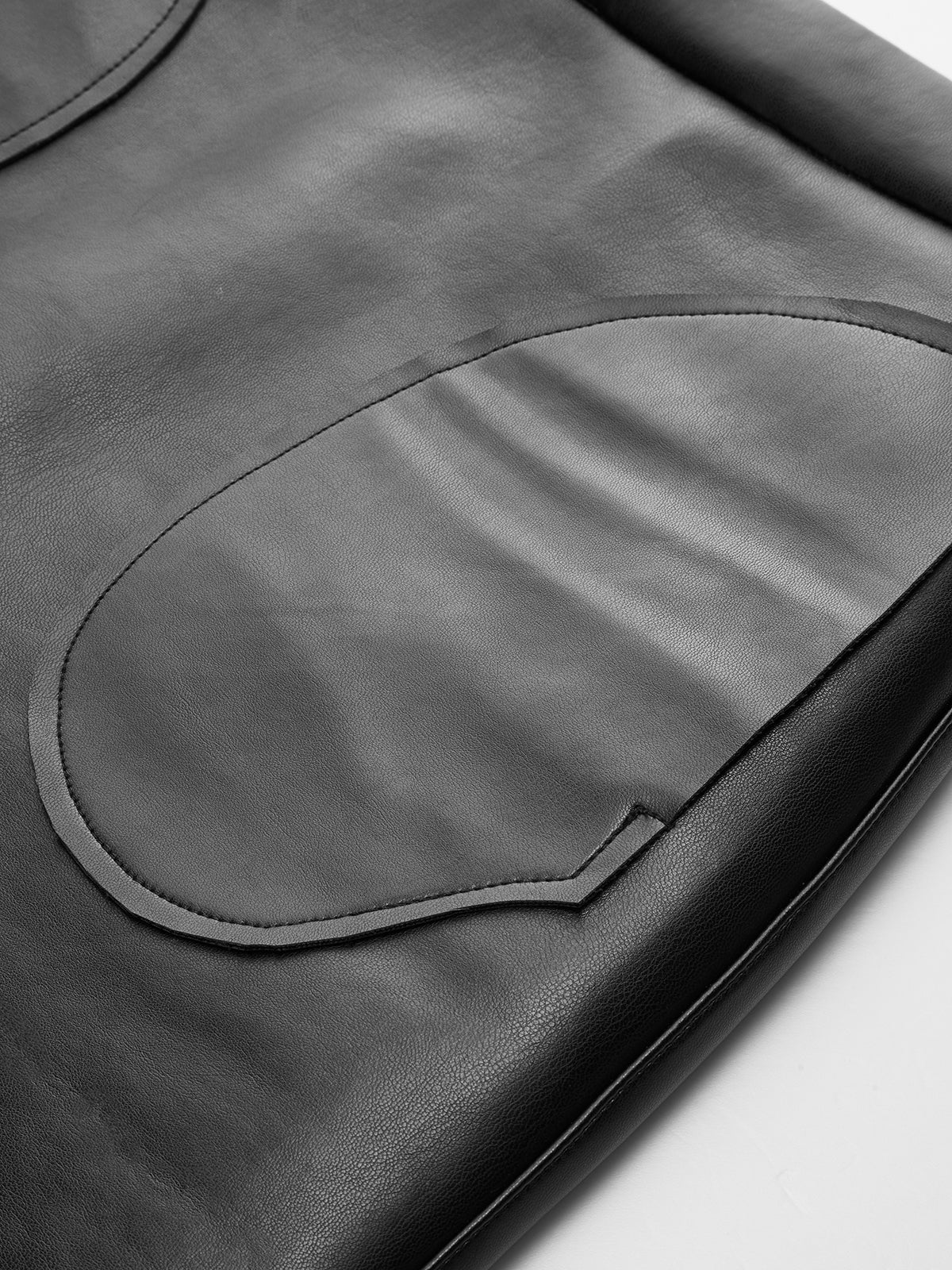 PU Leather Mini Skirt with Oval Pocket Detail