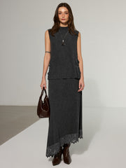 Lace Trim Sleeveless Top and Maxi Skirt Set