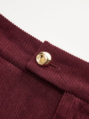 Pleated Cotton Corduroy Wide Leg Pants