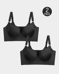 2-Pack Extra Firm High Compression Full Cup Push Up Bra - Black