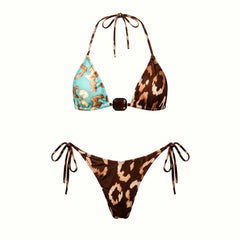 Bikini Swimwear V Neck Bikini Set 3 Pcs Swimwear High Leg Bathing Suitwear Biquini