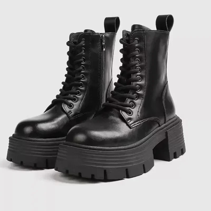 Black Genuine Leather Ankle Boots