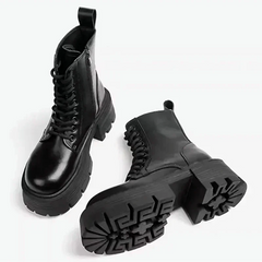 Black Genuine Leather Ankle Boots