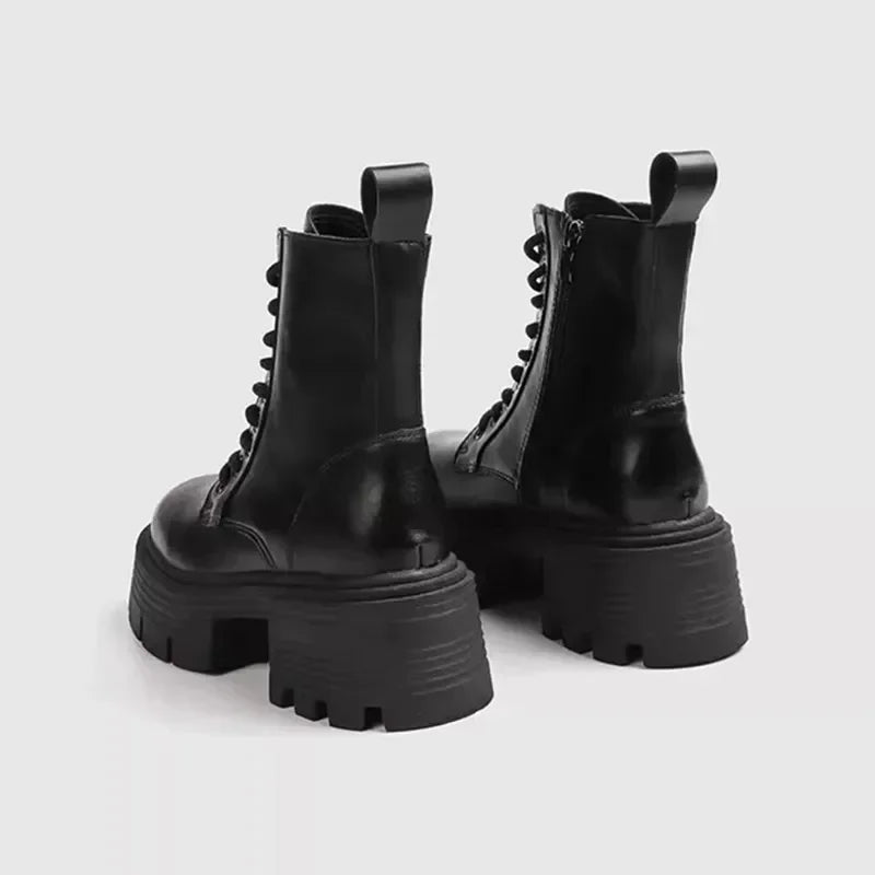 Black Genuine Leather Ankle Boots