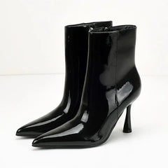 Black Patent Leather Women's Ankle Boots
